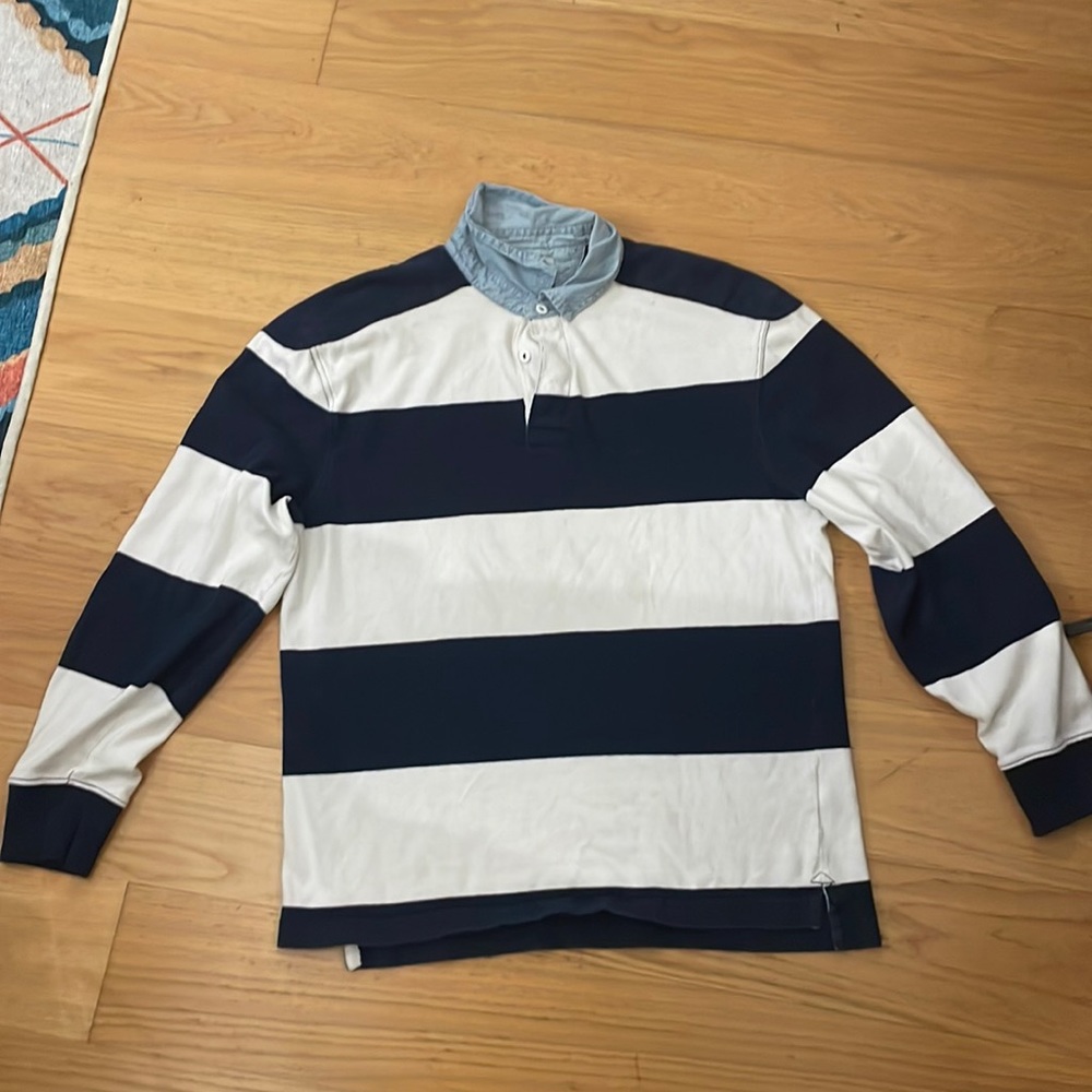 J Crew stripes long sleeve polo